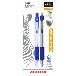 BOLIGRAFO Y PORTAMINAS 0.5MM ZEBRA ELITE SILVER 2U (AZUL) BOLIGRAFO Y PORTAMINAS 0.5MM ZEBRA ELITE SILVER 2U (AZUL)