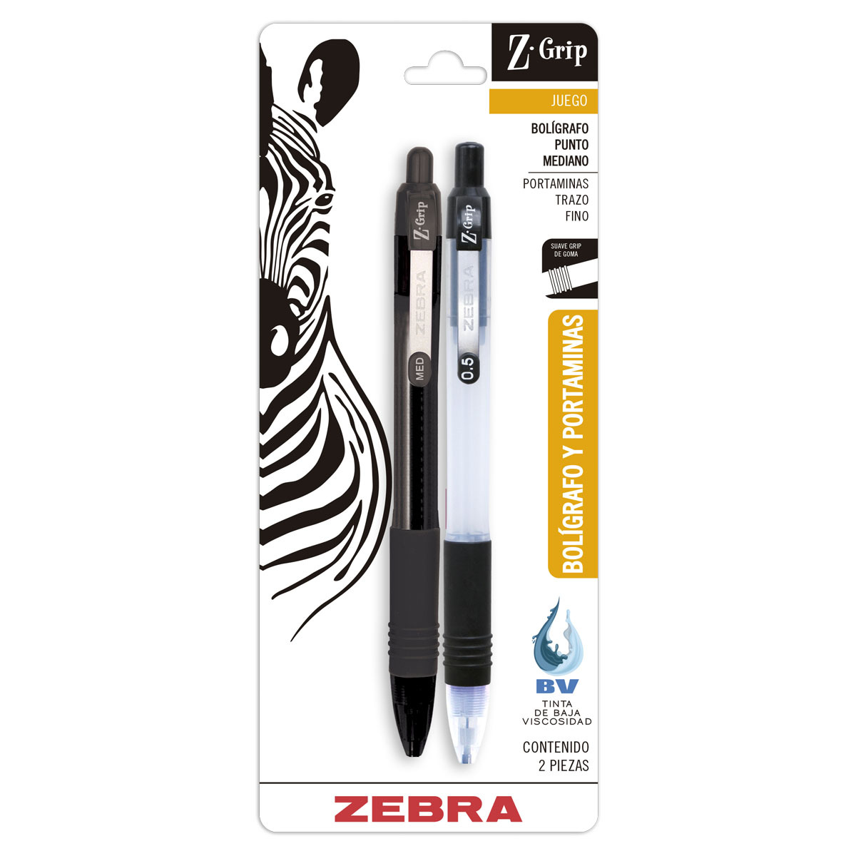 BOLIGRAFO Y PORTAMINAS 0.5MM ZEBRA Z-GRIP 2U