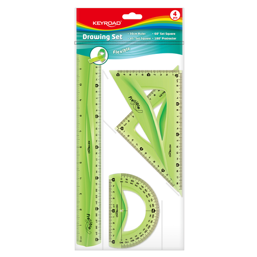 JUEGO GEOMETRICO KEYROAD FLEXIBLE 30CM 4U