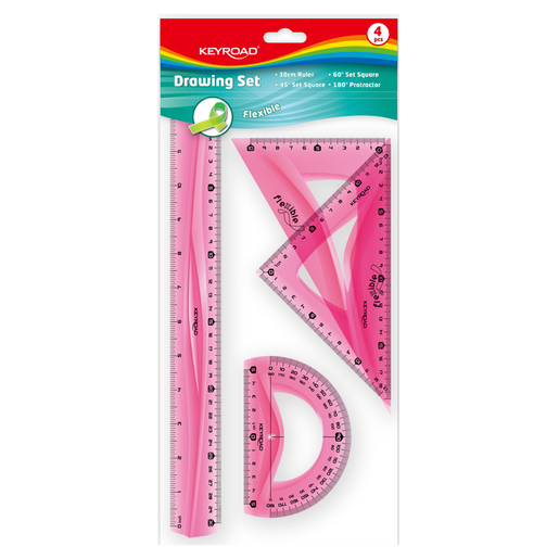 JUEGO GEOMETRICO KEYROAD FLEXIBLE 30CM 4U