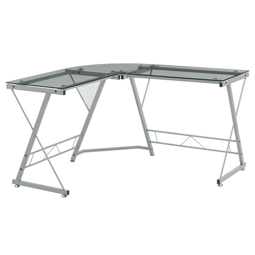 ESCRITORIO EN L DE VIDRIO