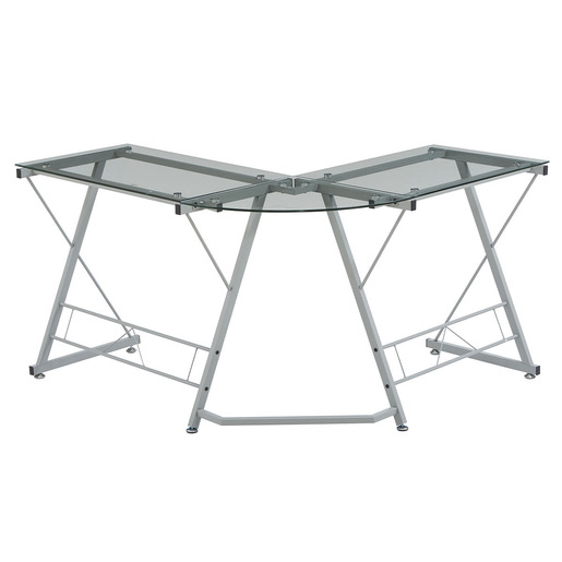 ESCRITORIO EN L DE VIDRIO