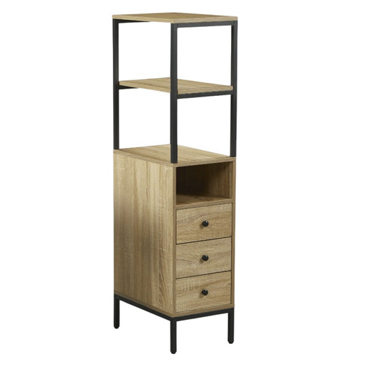 LIBRERO DE 3 NIVELES Y 3 GAVETAS LIGHT WOOD