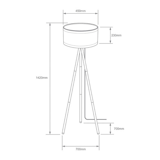 LAMPARA DE PIE TRIPODE DE ACERO 60LPT1186MVMA