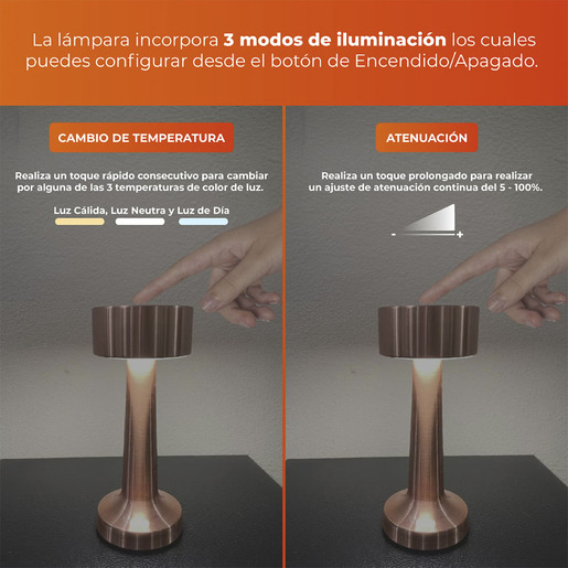 LAMPARA DE MES 3W DORADO 3DTTLLED10DCCCD