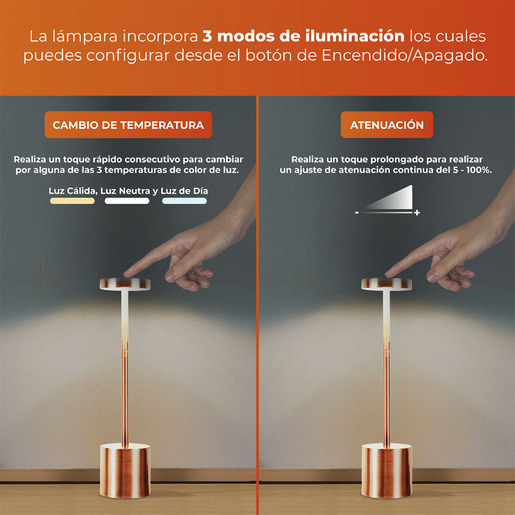 LAMPARA DE MESA 3W BLANCO 3DTTLLED12DCCCB