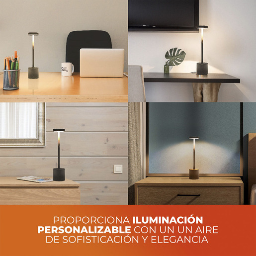 LAMPARA DE MESA 3W NEGRO 3DTTLLED12DCCCN