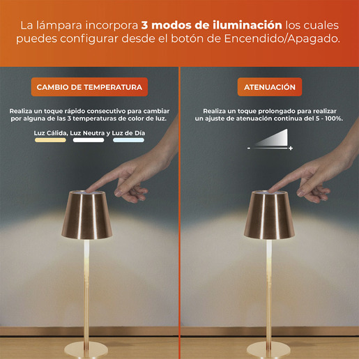 LAMPARA DE MESA TOUCH LED 3W BLANCO  5DTTLLED11DCCCB