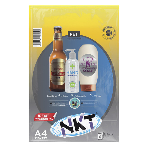 PAPEL ADHESIVO A4 PLATEADO GLOSSY 6H