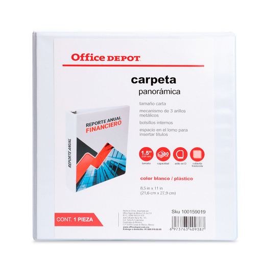 CARPETA, 3 ARILLOS EN D , TAMANO CARTA, 1.5 PULG