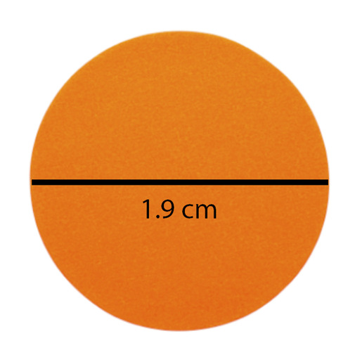 ETIQUETA CÓDIGO DE COLOR NARANJA, 1.9 CM DE DIÁMETRO, 1008 PZ.
