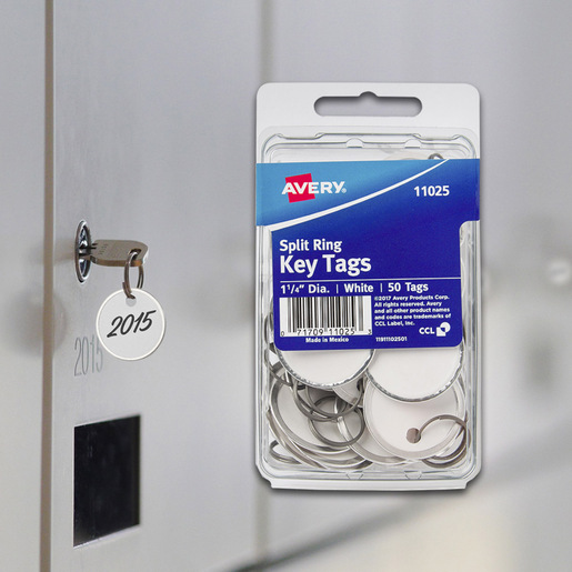 IDENTIFICADORES PARA LLAVES ARILLO METÁLICO BLANCO 3,2CM PAQ 50