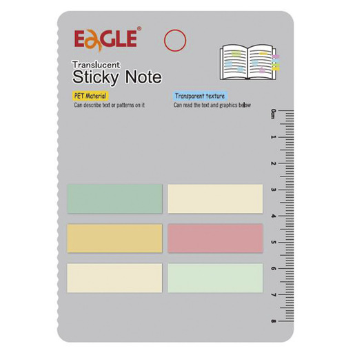 NOTAS ADHESIVAS EAGLE TRANSPARENTES 6 COLORES (50X15 MM)