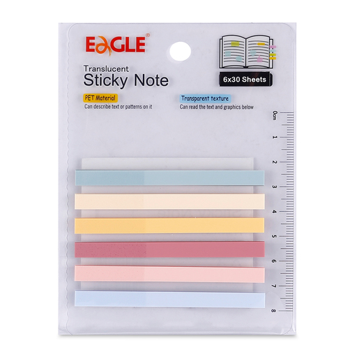 NOTAS ADHESIVAS EAGLE TRANSPARENTES 6 COLORES (75 X 6MM)