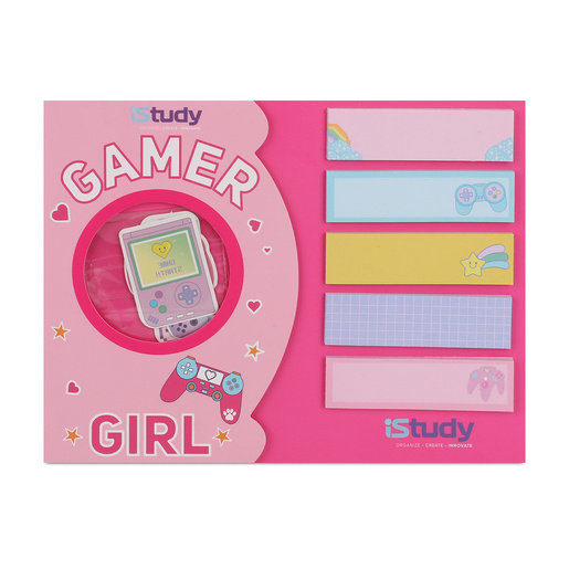 BANDERITAS ADHESIVAS ISTUDY 5 DISENOS 25H CADA DISENO CONCEPTO GAMER GIRL