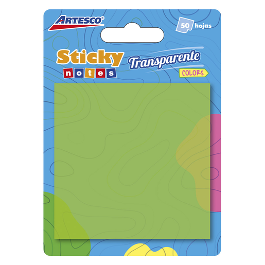 NOTAS ADHESIVAS TRANSPARENTES VERDES 3X3 50H