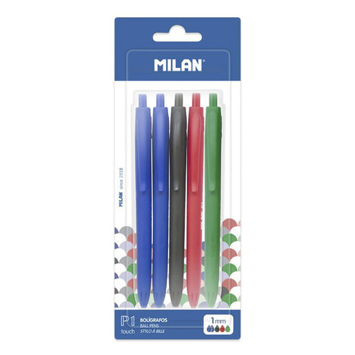 BOLIGRAFO MILAN P1 TOUCH 5U (2 AZULES, NEGRO, ROJO Y VERDE)