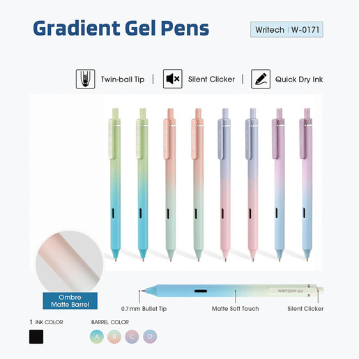 BOLIGRAFO GEL GRADIENT NEGRO 0.7MM WRITECH