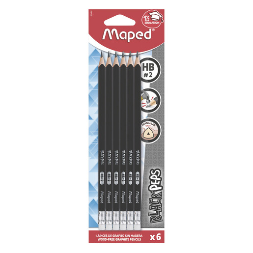 LAPIZ DE GRAFITO MAPED BLACK PEPS PLASTICO HB 6U