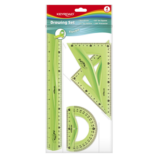 JUEGO GEOMETRICO KEYROAD FLEXIBLE 30CM 4U