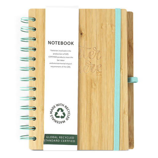 LIBRETA ESPIRAL BAMBOO CINTA AZUL A5 80GR 100H