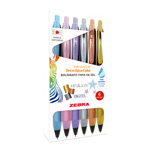 ROLLERBALL ZEBRA SARASA DECOSHINE SURTIDO 6U