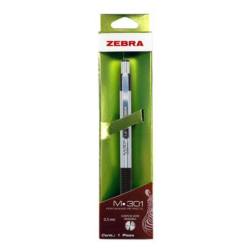 PORTAMINAS METALICO ZEBRA M-301 0.5 MM NEGRO ESTUCHE METALIZADO 1U