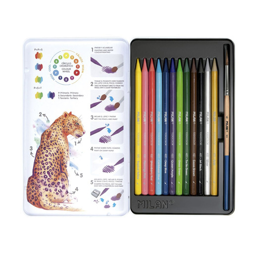 LAPICES DE COLORES MILAN ACUARELABLES 12U (INCLUYE PINCEL)