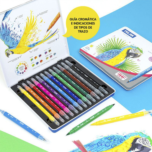 ROTULADORES MILAN DOBLE PUNTA METALICOS 12U