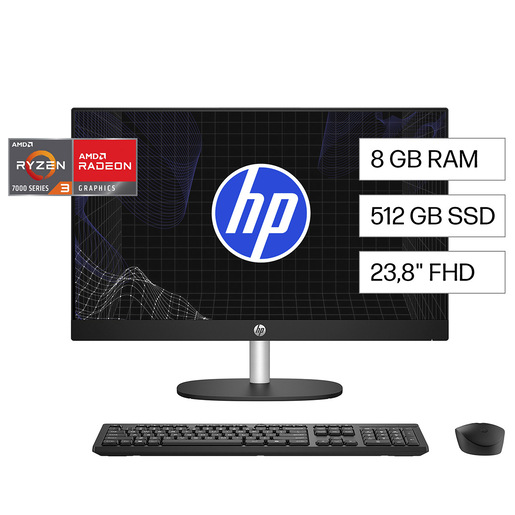 COMPUTADORA DE ESCRITORIO HP 24-CR0233LA RYZEN 3 - 8GB - 512GB - WIN 11 H