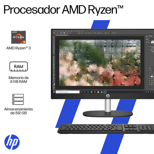 COMPUTADORA DE ESCRITORIO HP 24-CR0233LA RYZEN 3 - 8GB - 512GB - WIN 11 H