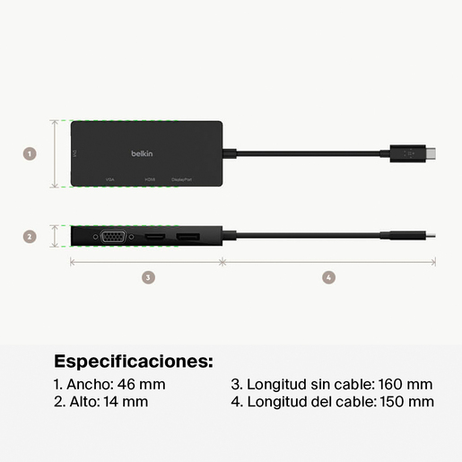ADAPTADOR BELKIN USB C AVC003BTBK
