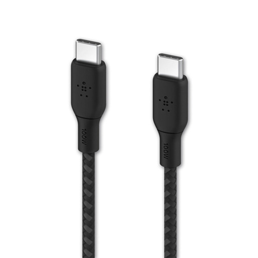 CABLE TRENZADO USB-C A USB-C 100W CABLE 2M BK