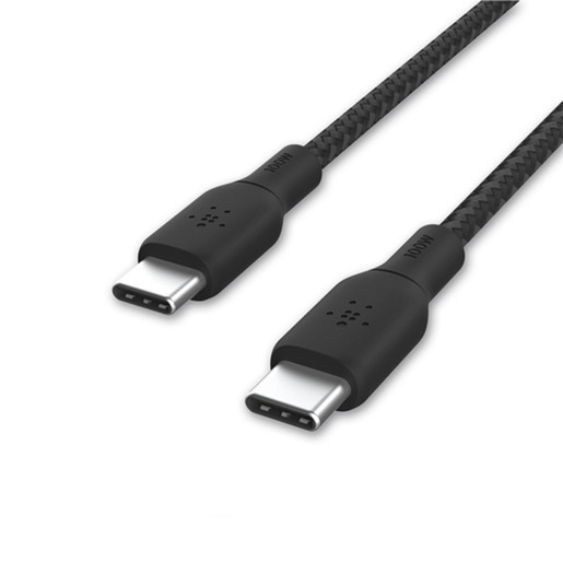 CABLE TRENZADO USB-C A USB-C 100W CABLE 2M BK