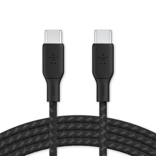 CABLE TRENZADO USB-C A USB-C 100W CABLE 2M BK