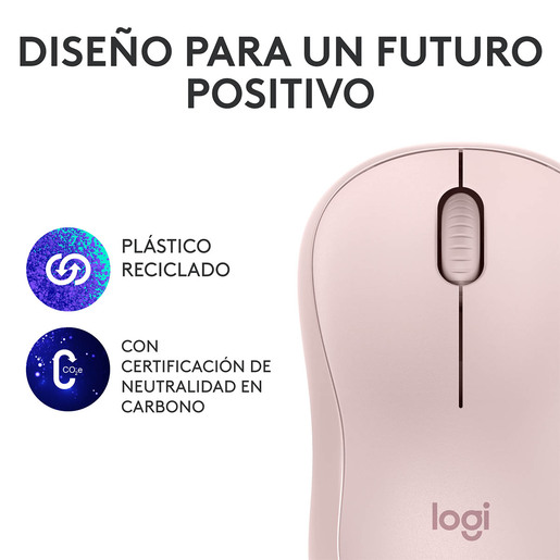 MOUSE LOGITECH OPTICO M240, SILENCIOSO, INALAMBRICO, BLUETOOTH, 400DPI COLOR ROSA