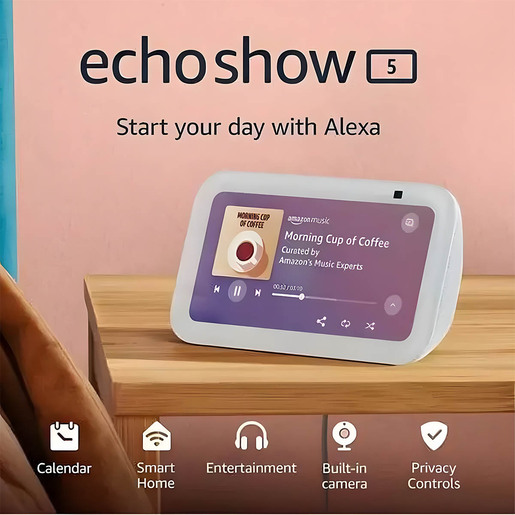 BOCINA AMAZON ECHO SHOW 5, 3RD GEN, GLACIER WHITE