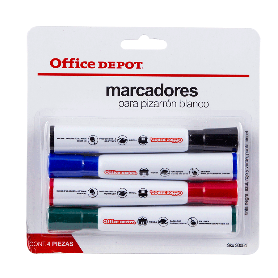 MARCADORES P/PIZARRON P/4 COLORES SURTIDOS OFFICE DEPOT